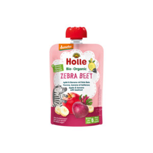 Holle - Zebra Beet Pure frutash me mollë, banane dhe rrepë (6m+)