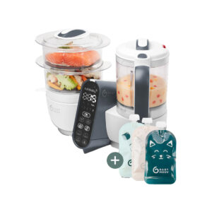 Babymoov - Nutribaby White 6in1 Food Maker + 15 Reusable Food Pouches